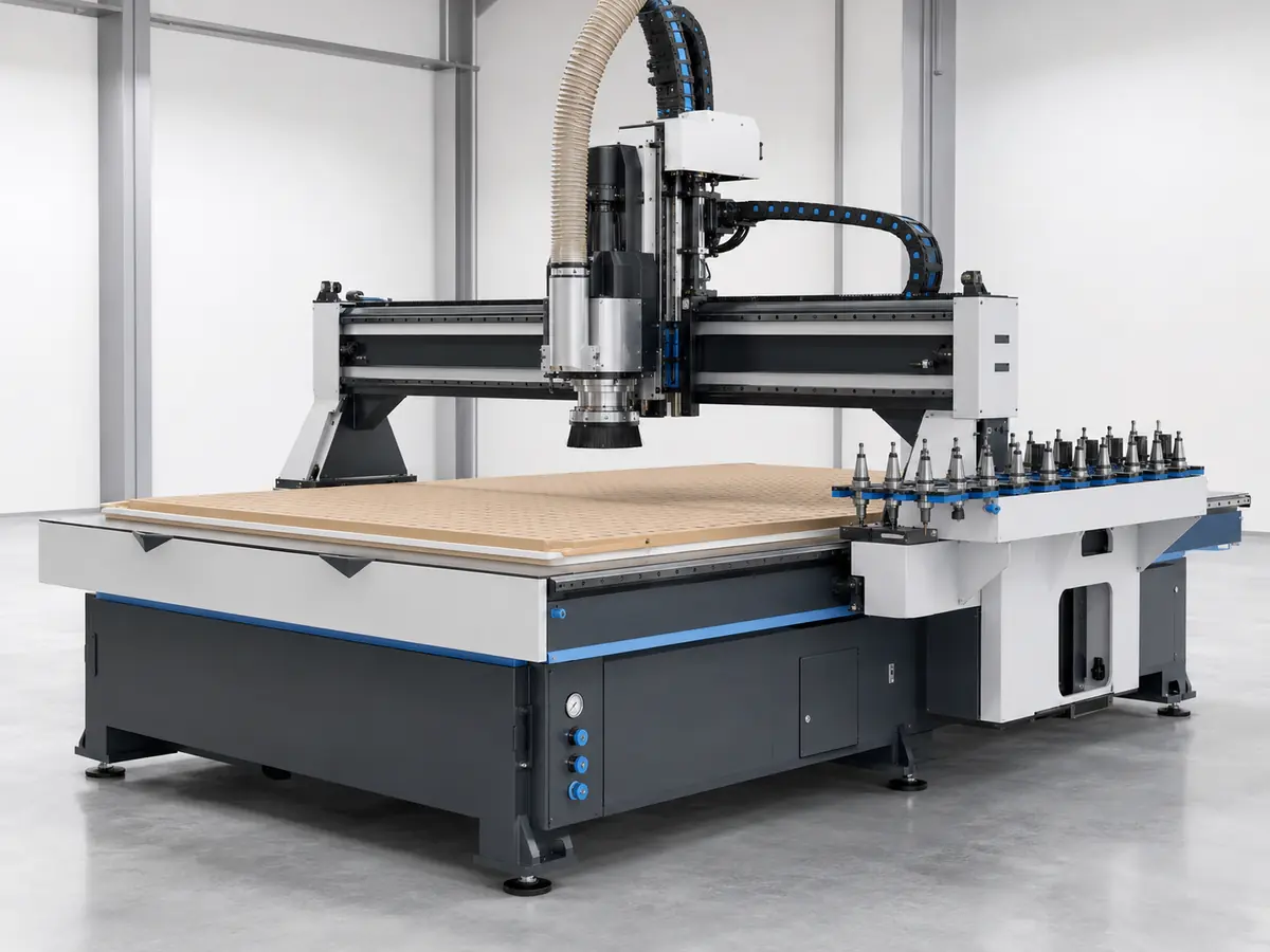 Router CNC con cambio automático de herramientas, almacén automático de herramientas y mesa de vacío