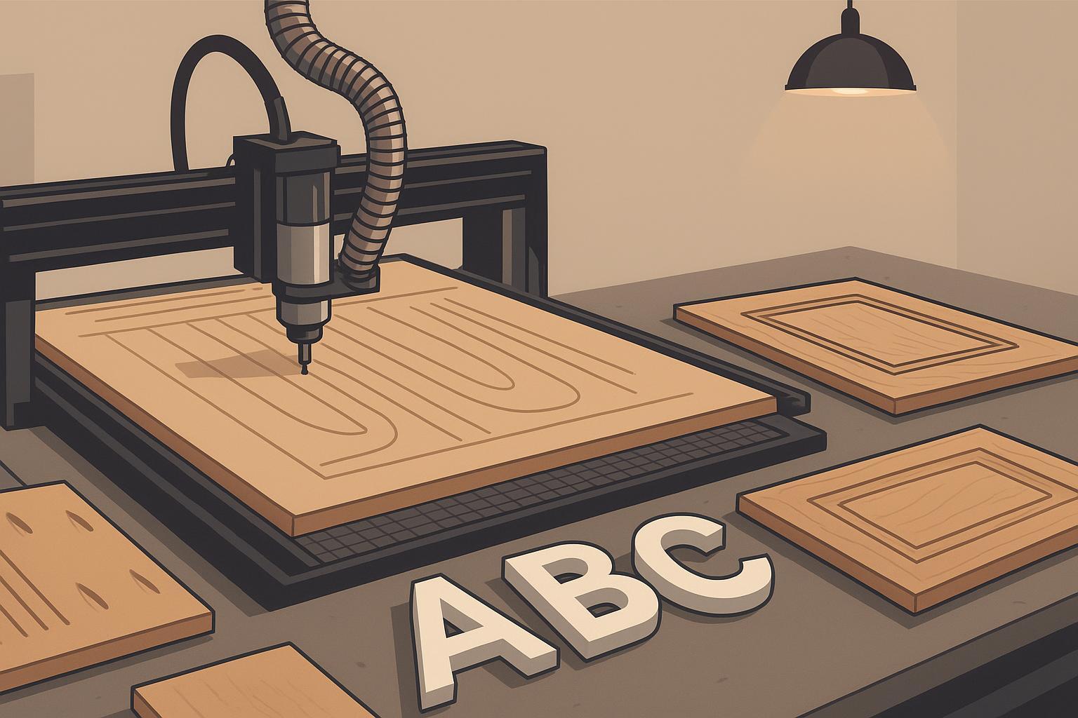 رسم توضيحي لماكينة راوتر CNC تقطع مواد ألواح لتطبيقات صناعة الخزائن واللافتات