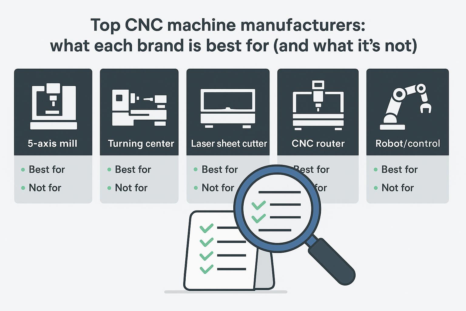 Illustration: Evaluate CNC manufacturers by best-fit use cases and what they are not designed for