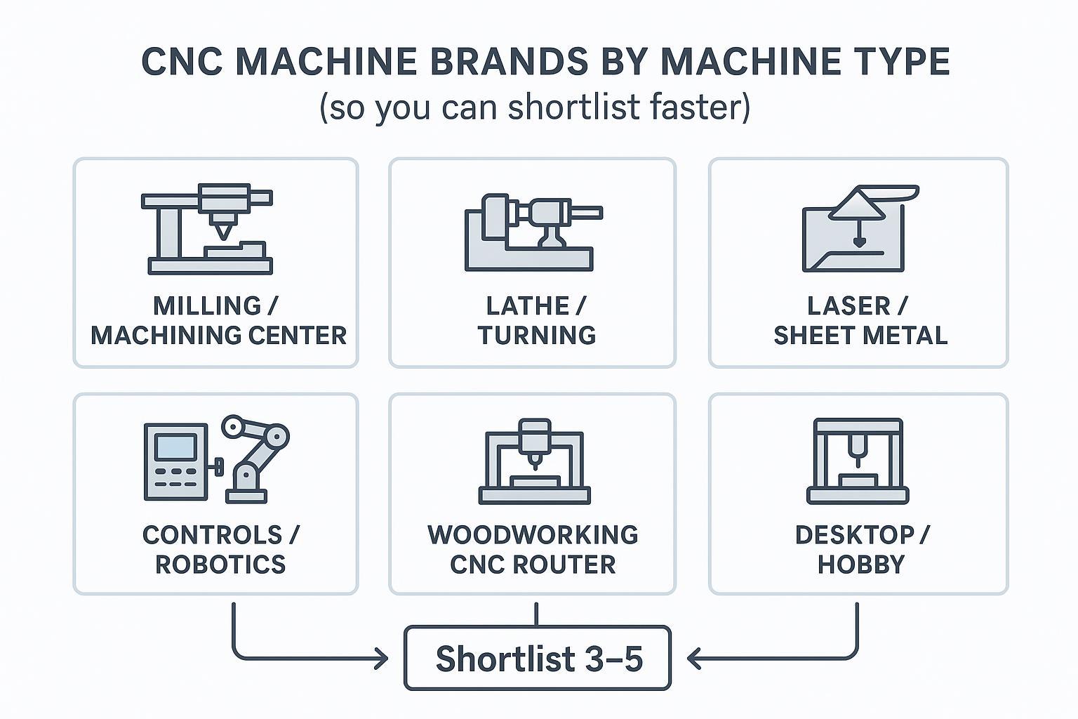 Illustration: Group CNC brands by machine type to shortlist faster