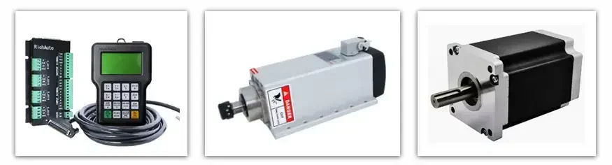 Exemples de composants de commande CNC, de broche et de moteur pas à pas pour l'étude de la configuration du K45MT