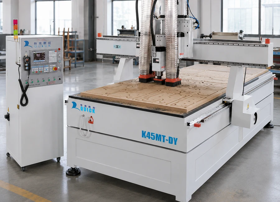 K45MT-DY processing a nested woodworking sheet