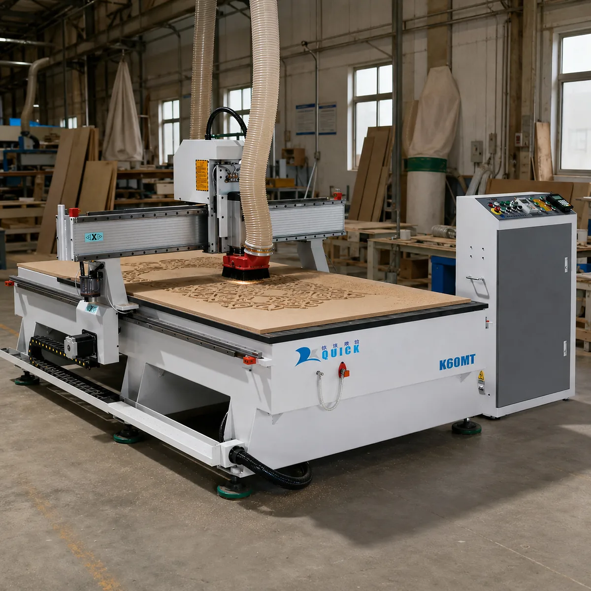 رسم توضيحي واقعي لعملية تشغيل على ماكينة راوتر CNC