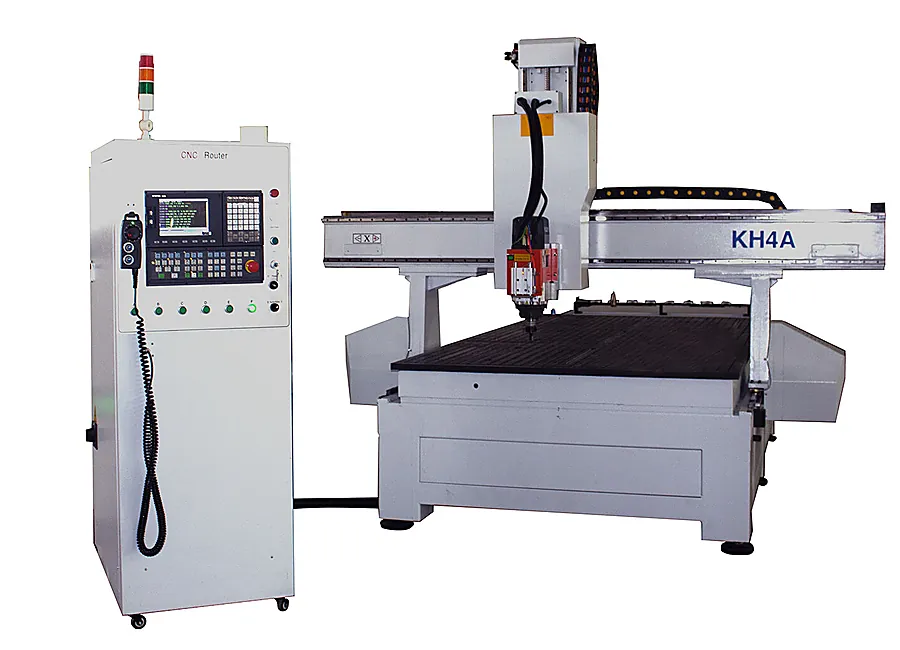 Vista frontal da Router CNC KH4A com cabeçote basculante