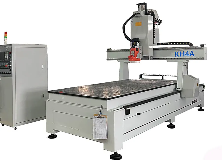 Vista angular da estrutura e do pórtico da Router CNC KH4A