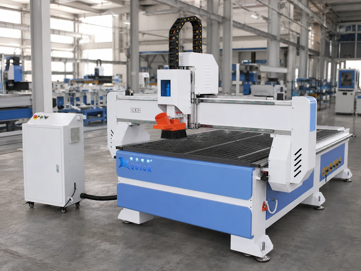 Router CNC KK-1325 em uma oficina de fábrica limpa