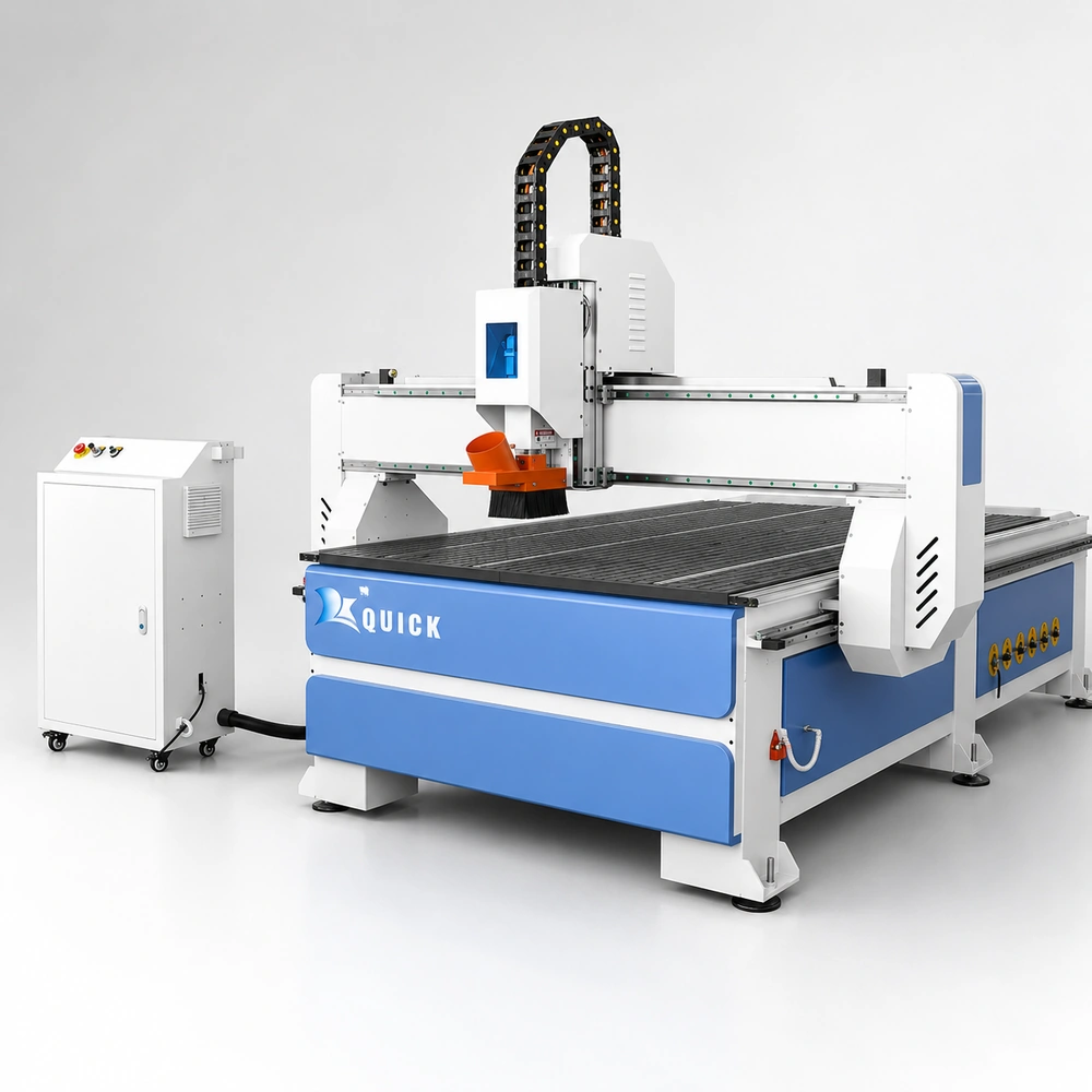 Máquina CNC para Madeira KK-1325 com quadro elétrico sobre fundo limpo de estúdio