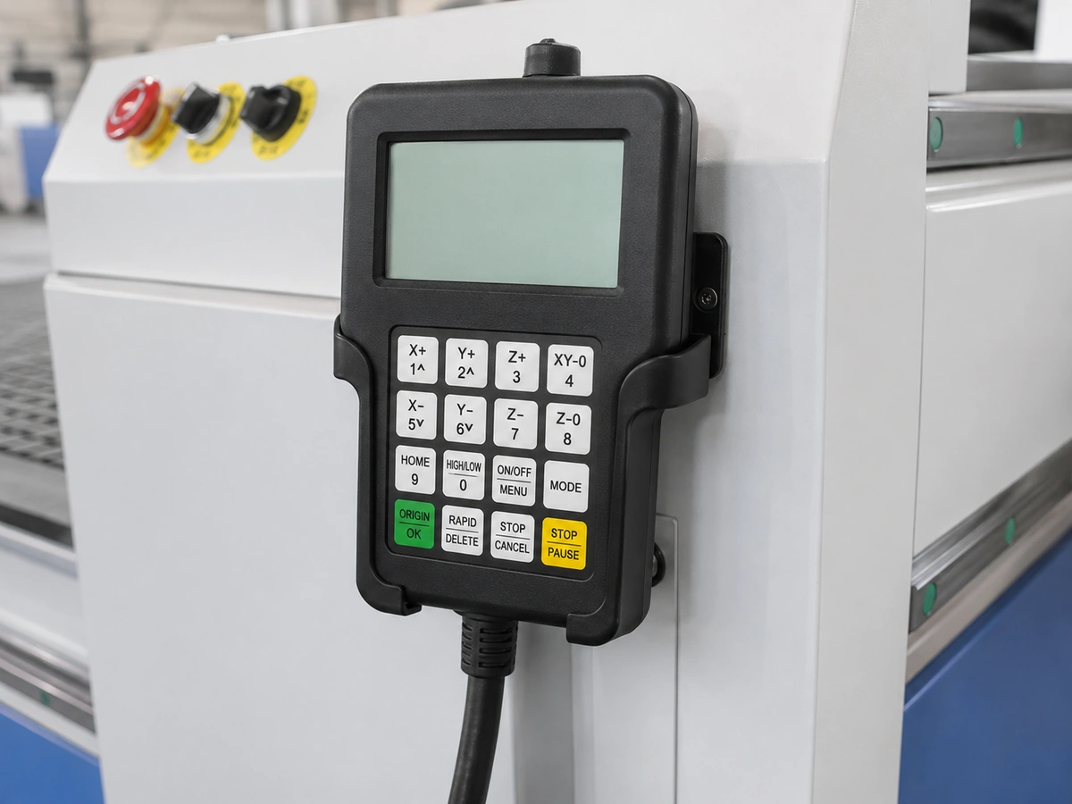 Close-up do controlador portátil da Router CNC KK-1325