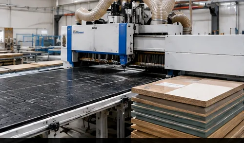Illustration conceptuelle d’une machine CNC de nesting pour l’usinage de panneaux de meubles