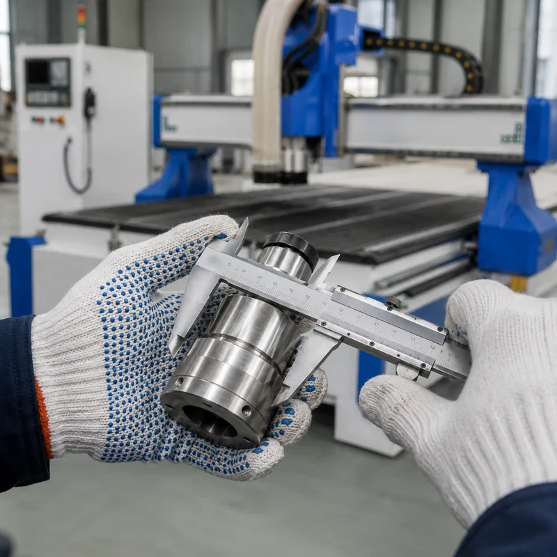 Контроль размеров компонента шпинделя Quick CNC с помощью штангенциркуля