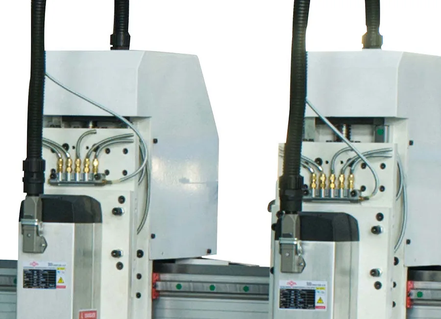 Close view of the two spindle heads on K45MT-DT