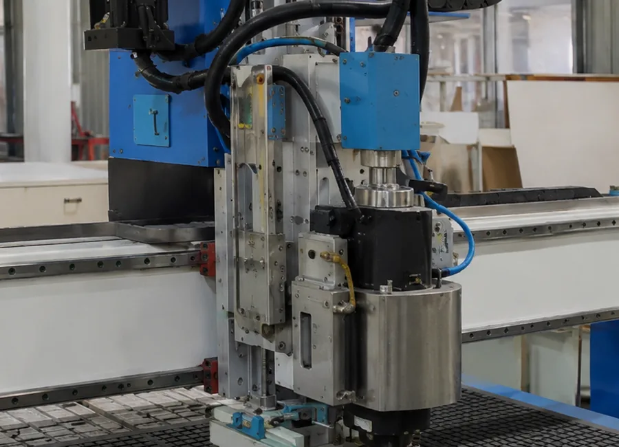 رأس راوتر بمغزل تشغيل واحد ومنطقة الجسر في ماكينة راوتر CNC شديدة التحمل