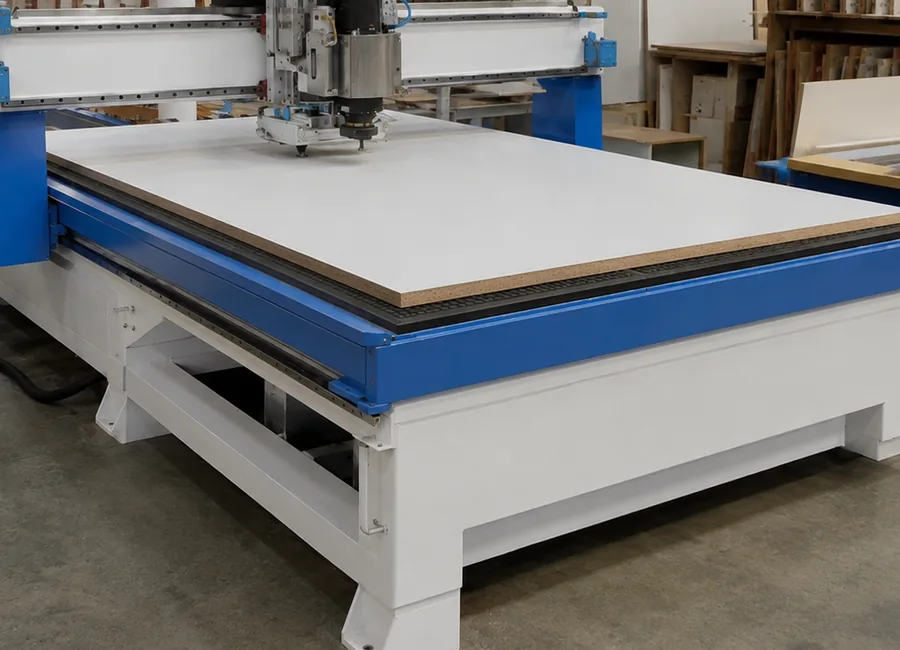 طاولة تفريغ تثبّت لوحًا كاملًا على ماكينة راوتر CNC شديدة التحمل