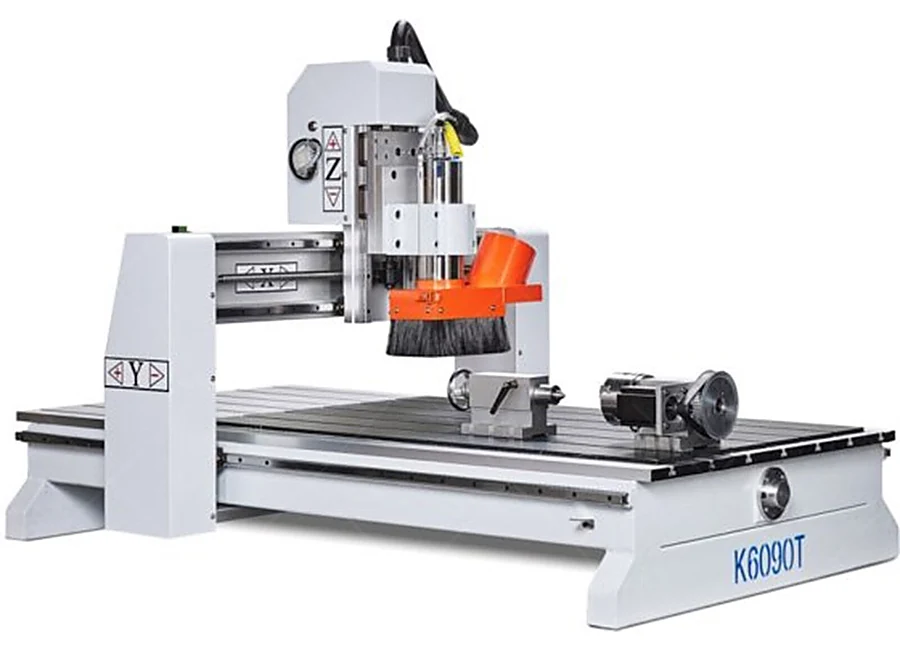 Configuration avec axe rotatif en option pour un projet de fraiseuse CNC K6090T