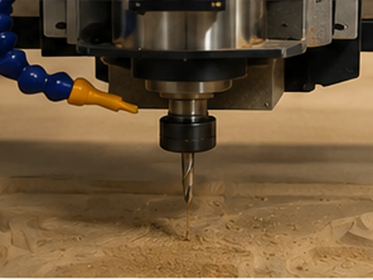 MDF sheet being cut on a CNC router