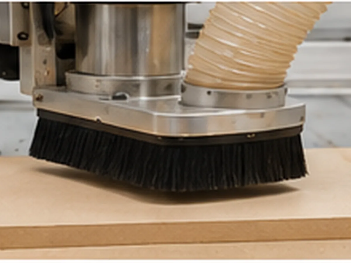 Dust shoe collecting MDF dust close to the cutter