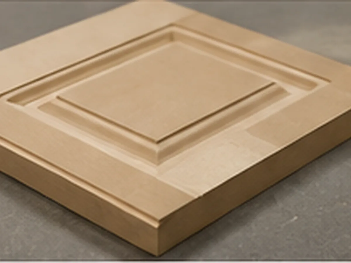 Finished MDF panel being checked after CNC routing