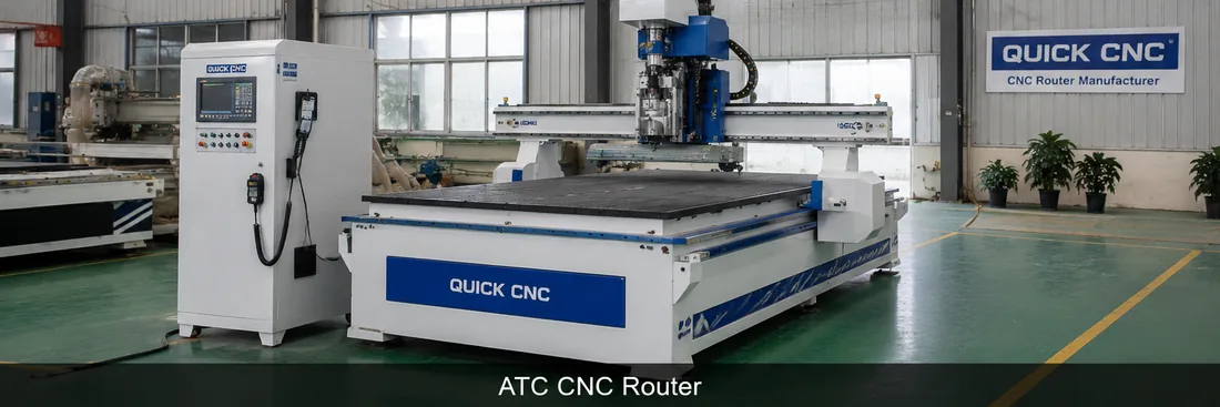 ATC CNC router realistic scene illustration for furniture cabinet door and sign production