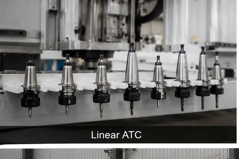 Linear ATC tool rack with multiple holders on a CNC router